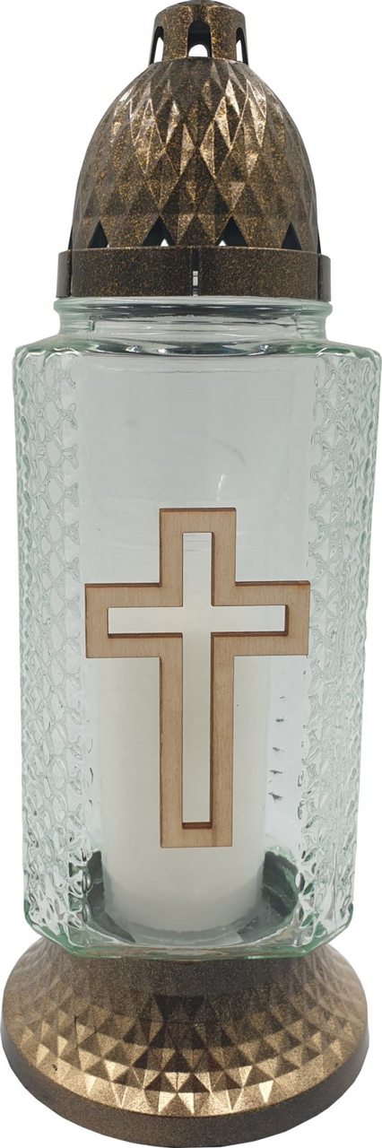 Svíce lampa zlatý kříž LA364 1 ks