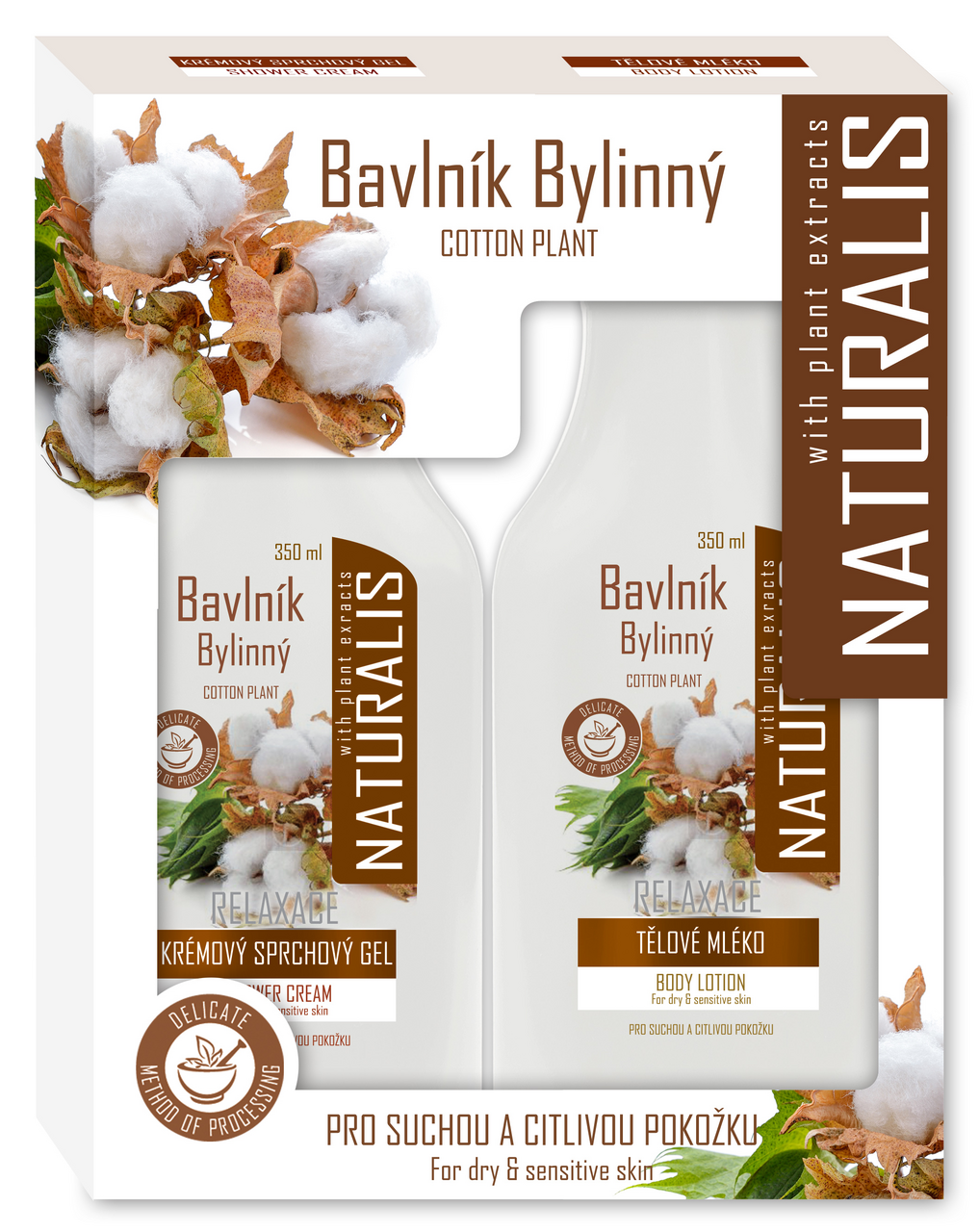 Naturalis Cotton dárková sada (těl. mléko 350 ml + SG 350 ml)