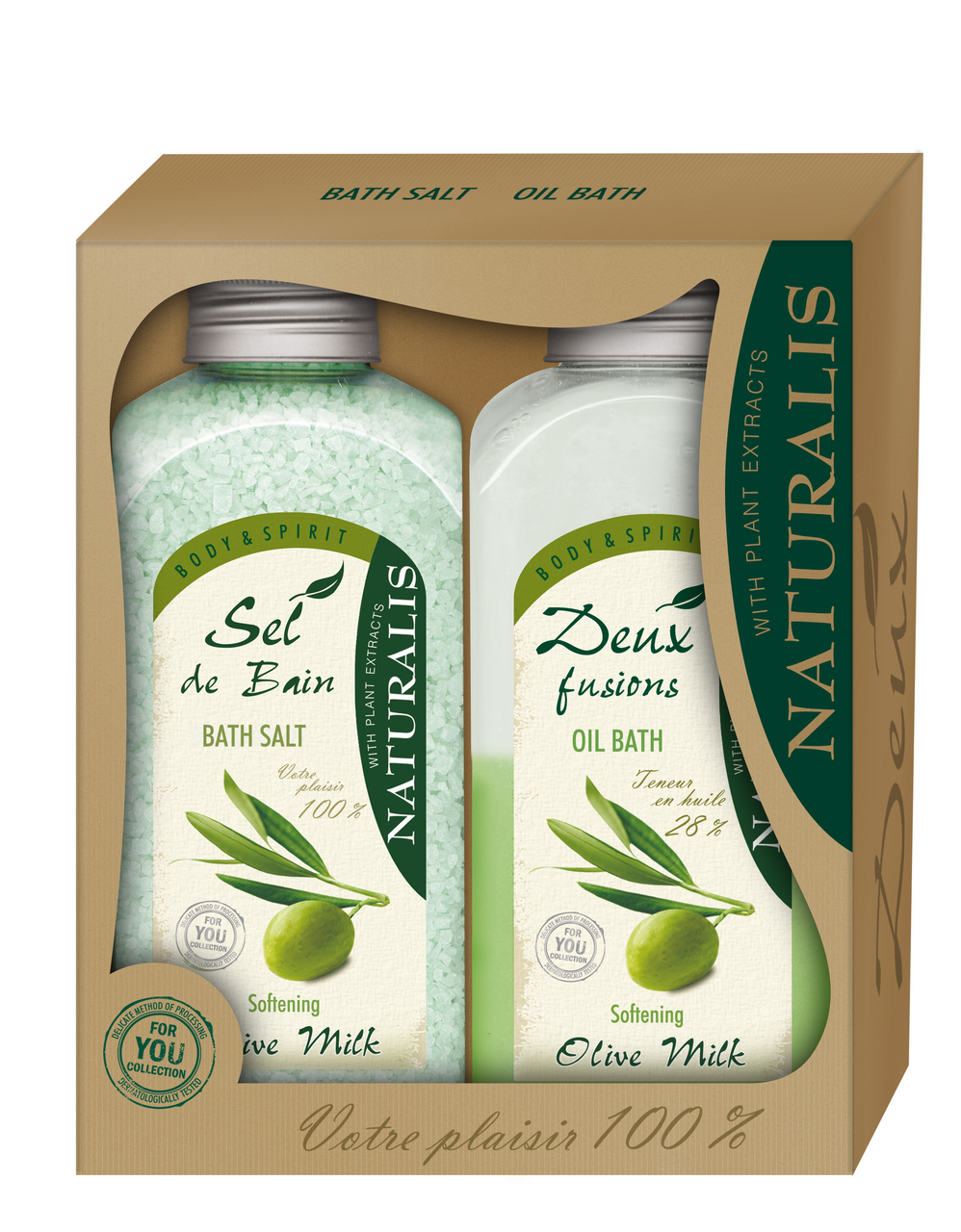 Naturalis Bath Olive dárková sada (sůl do koupele 1000 g + pěna do koupele 800 ml)