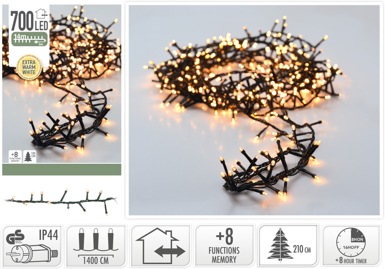 LED Řetěz 700xLED extra teplá bílá 1 ks