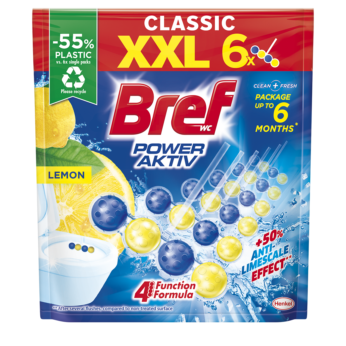 Bref Power Aktiv Lemon WC blok 6 x 50 g