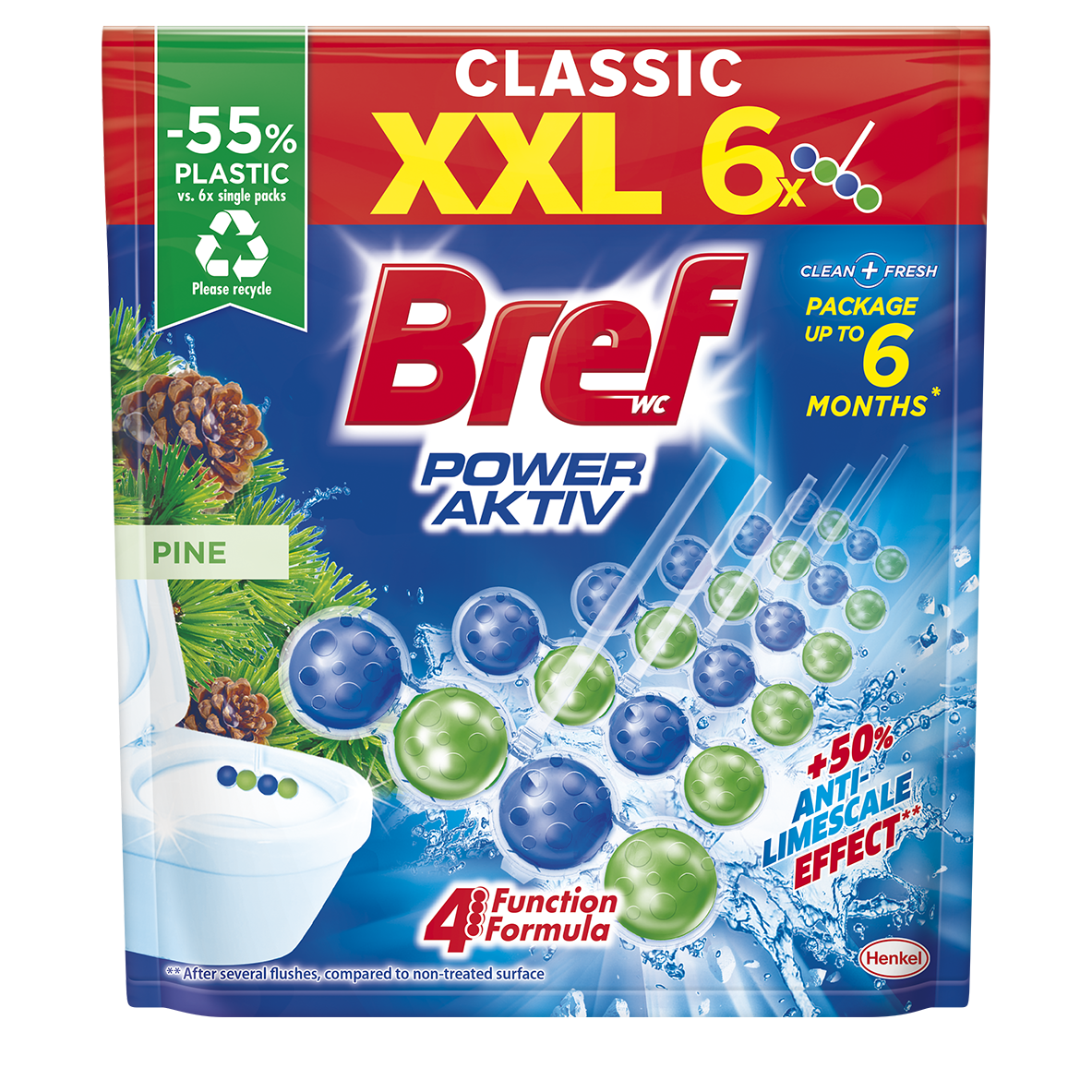 Bref Power Aktiv Pine WC blok 6 x 50 g