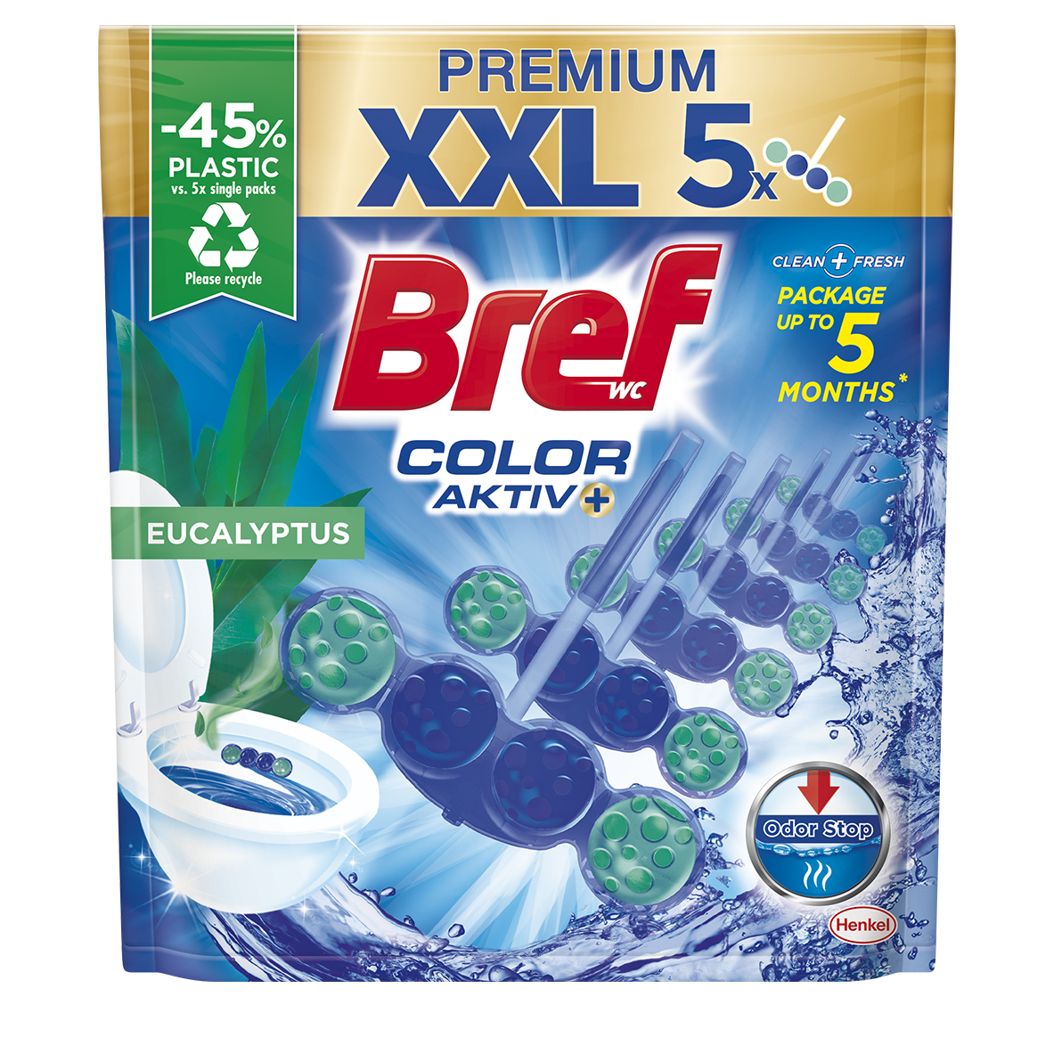 Bref Color Aktiv Eucalyptus WC blok 5 x 50 g