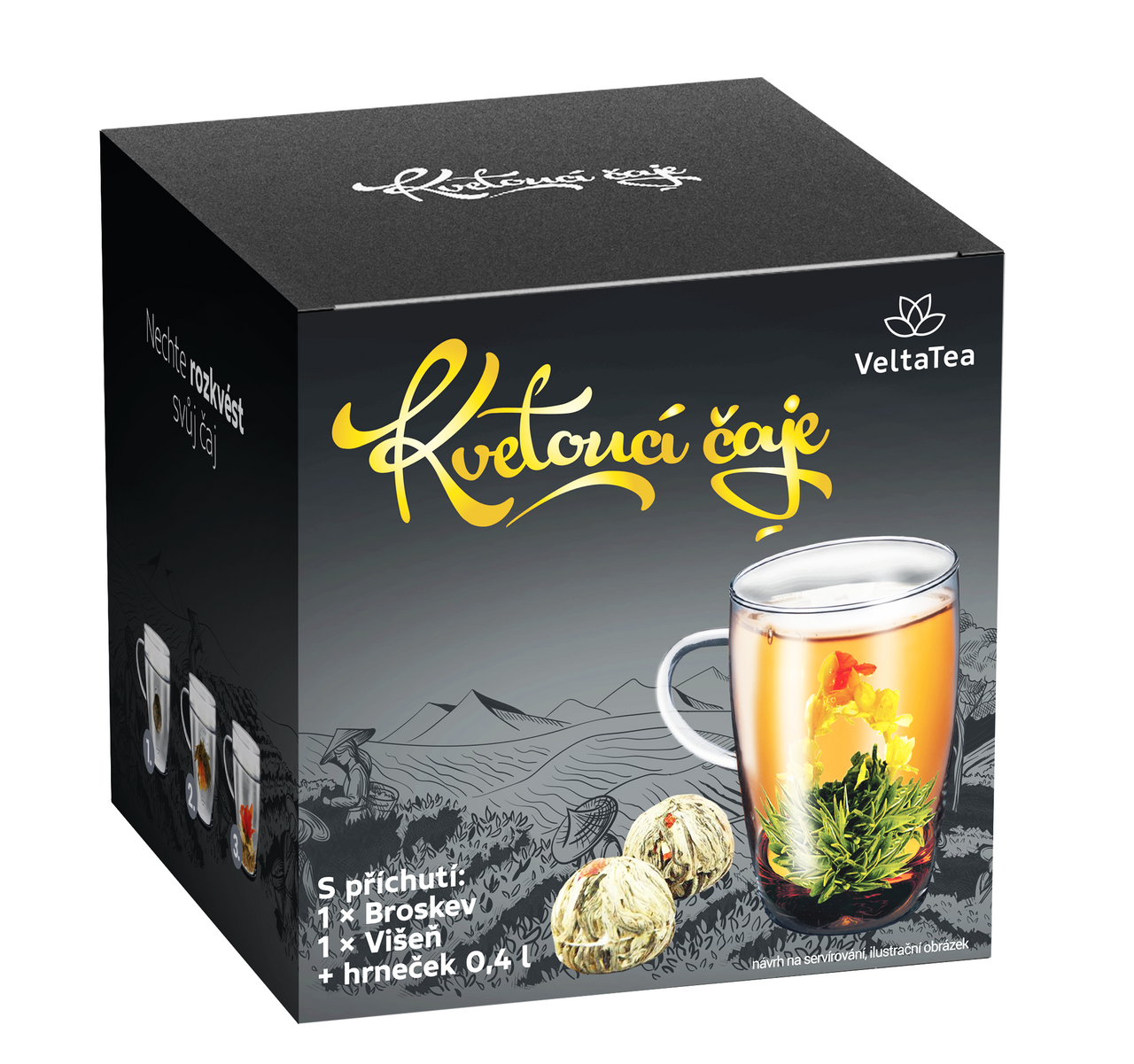 Kvetoucí čaj s hrníčkem Black 1 ks