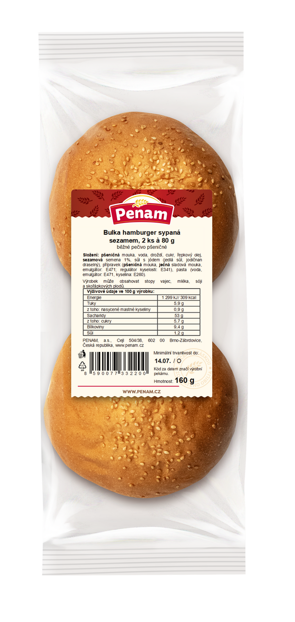 Hamburgerová žemle 2 x 80 g