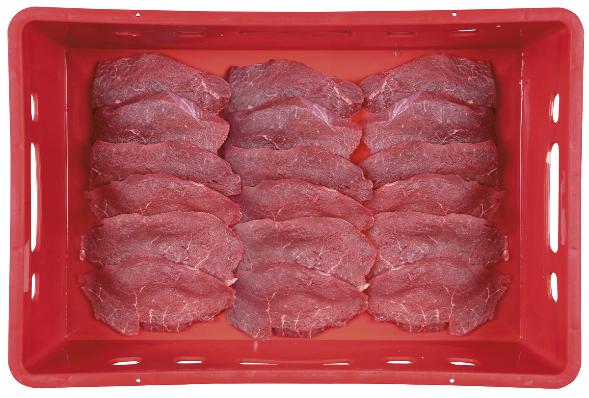 Hovězí ořech naklepané plátky chlaz. 50 x 150 g vlastní výroba