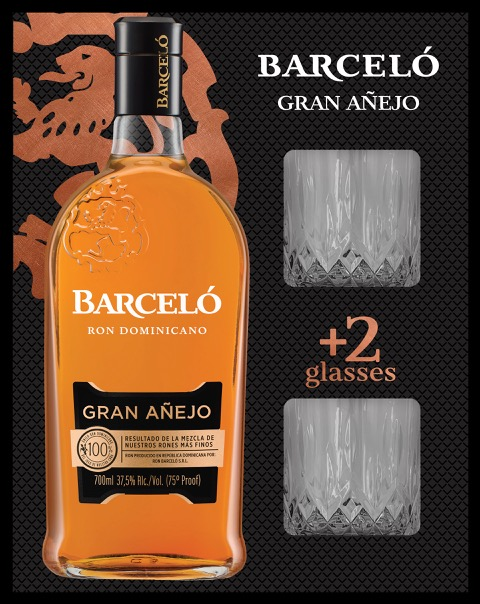 Barceló Gran Aňejo 37,5% 700 ml + sklo 2 ks