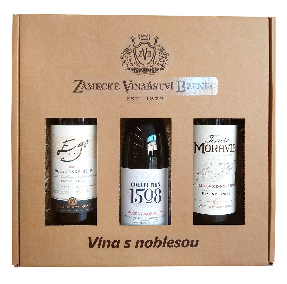 Zámecké Vinařství Bzenec Tramín+Modrý portugal+Veltlínské zelené pozdní sběr dárkové bal. 2 x (3 x 750 ml)
