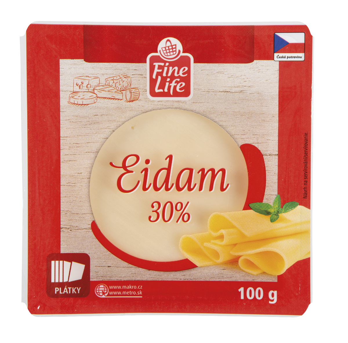 Fine Life Eidam 30 % plátky chlaz. 30 x 100 g