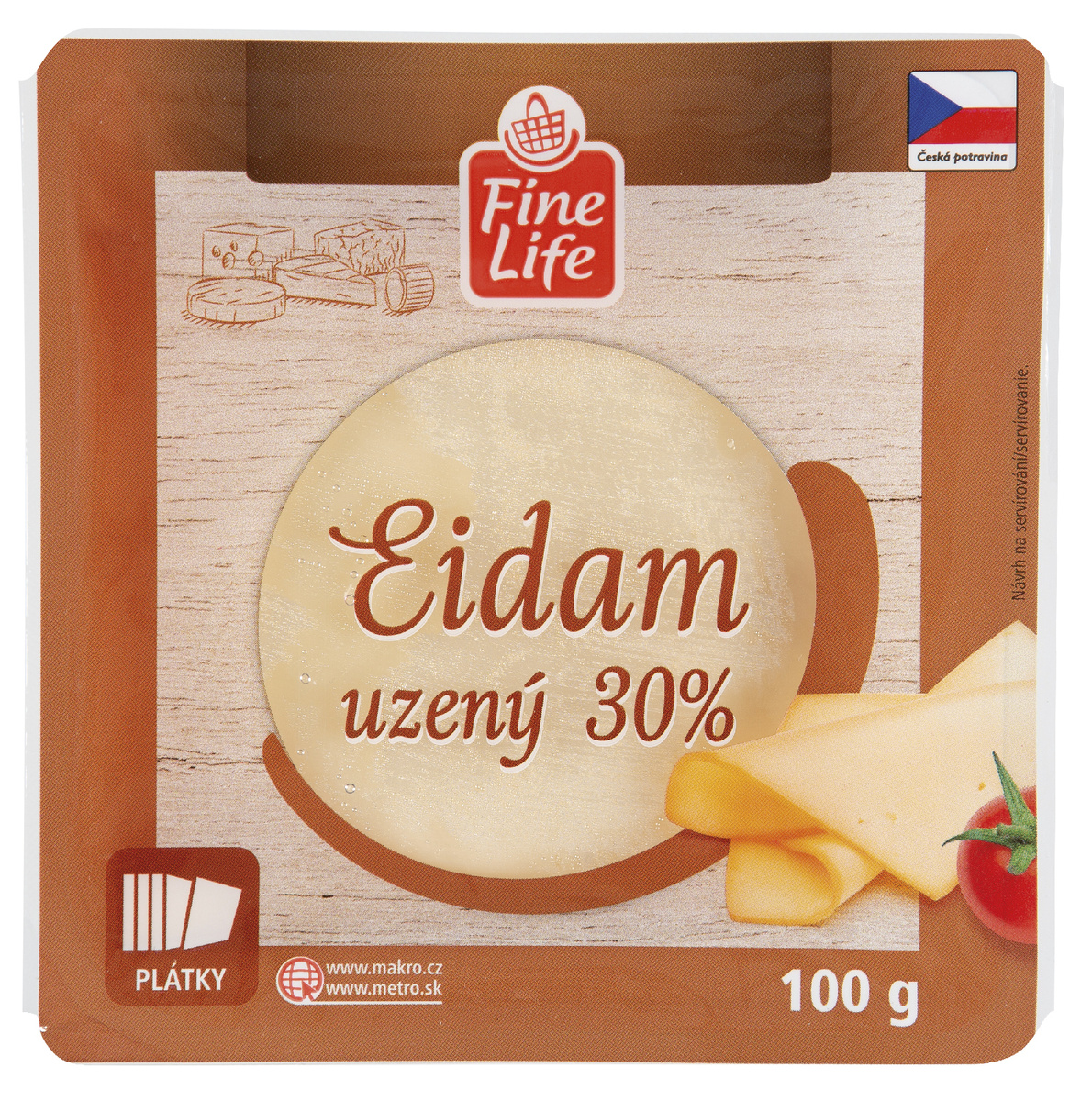 Fine Life Eidam uzený 30 % plátky chlaz. 100 g