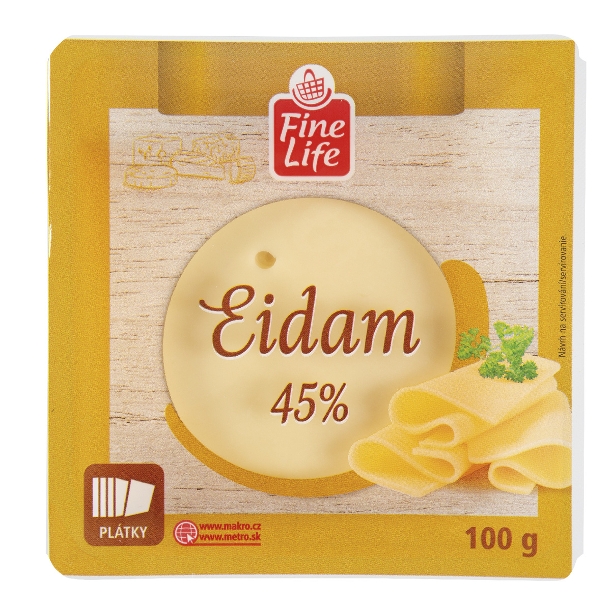 Fine Life Eidam 45 % plátky chlaz. 30 x 100 g