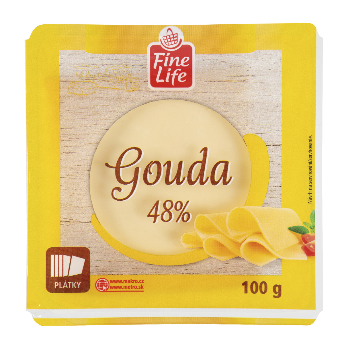 Fine Life Gouda 48% plátky chlaz. 30 x 100 g