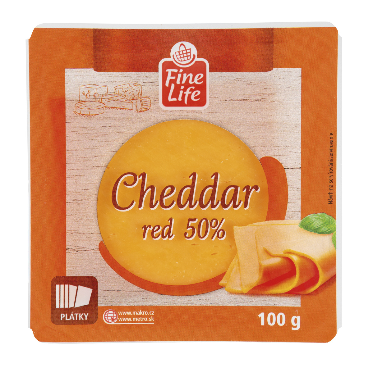 Fine Life Cheddar Red 50% plátky chlaz. 30 x 100 g