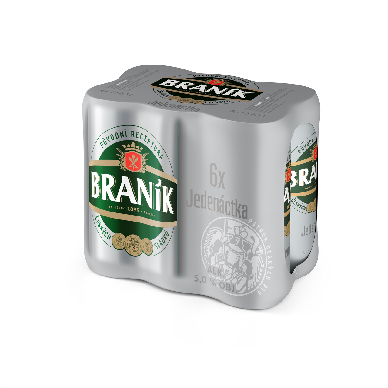 BRANÍK Světlý ležák pivo 11° 6 x 500 ml plech