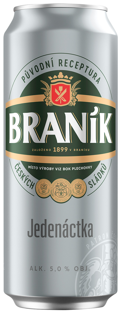 BRANÍK Světlý ležák pivo 11° 24 x 500 ml plech