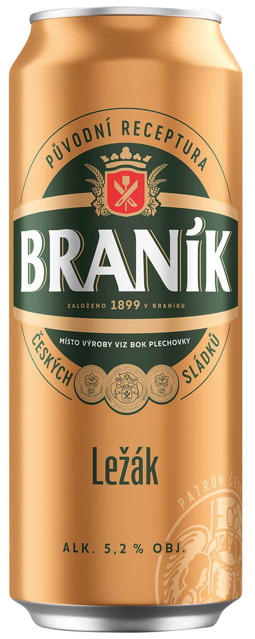 BRANÍK Světlý ležák pivo 12° 24 x 500 ml plech