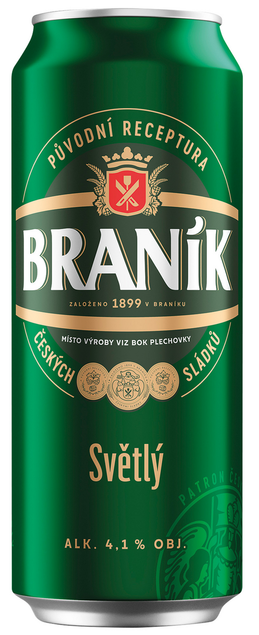 BRANÍK Pivo světlé výčepní 24 x 500 ml plech