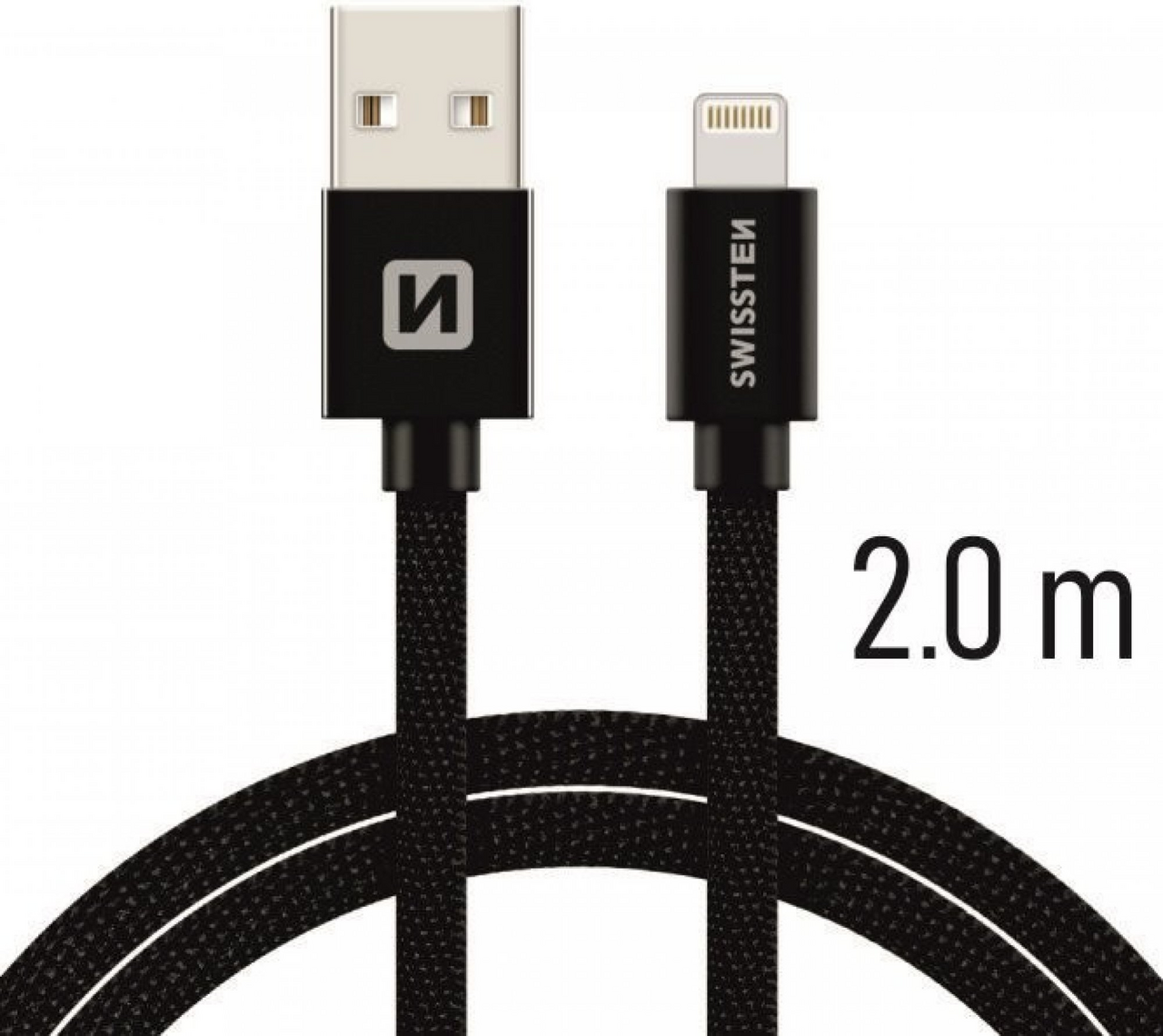 SWISSTEN Kabel USB/ Light 2 m text černý 1 ks