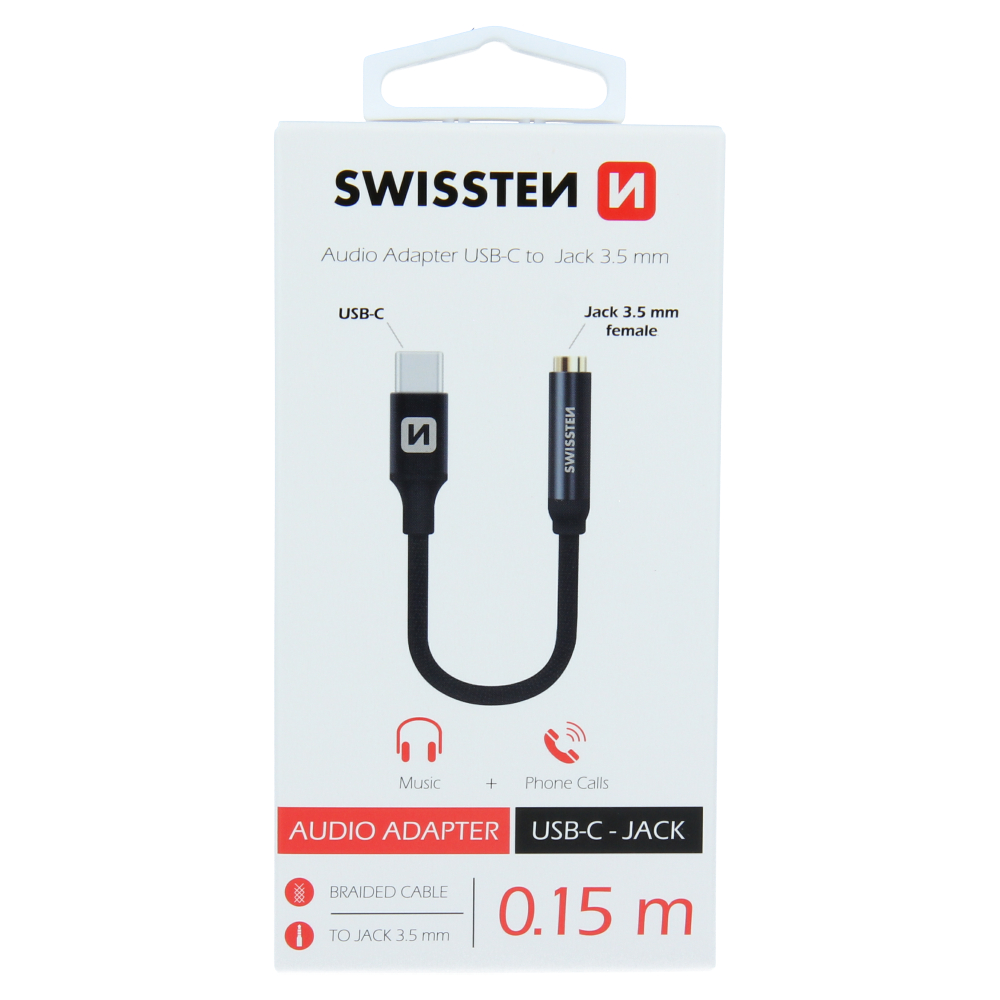 SWISSTEN Adaptér USB-C/ Jack 0,15 m 1 ks