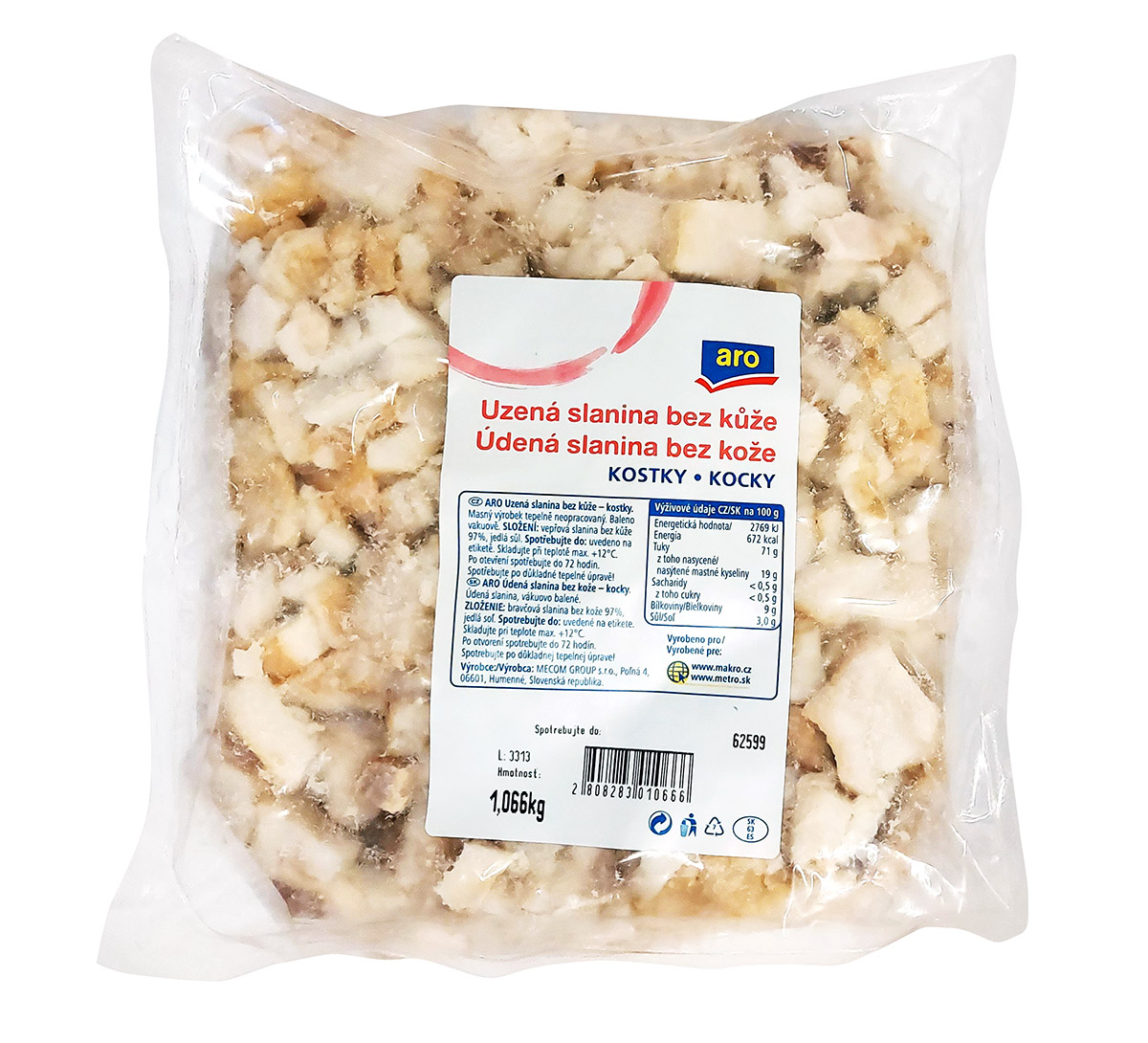 aro Uzená slanina kostky chlaz. cca 500 g