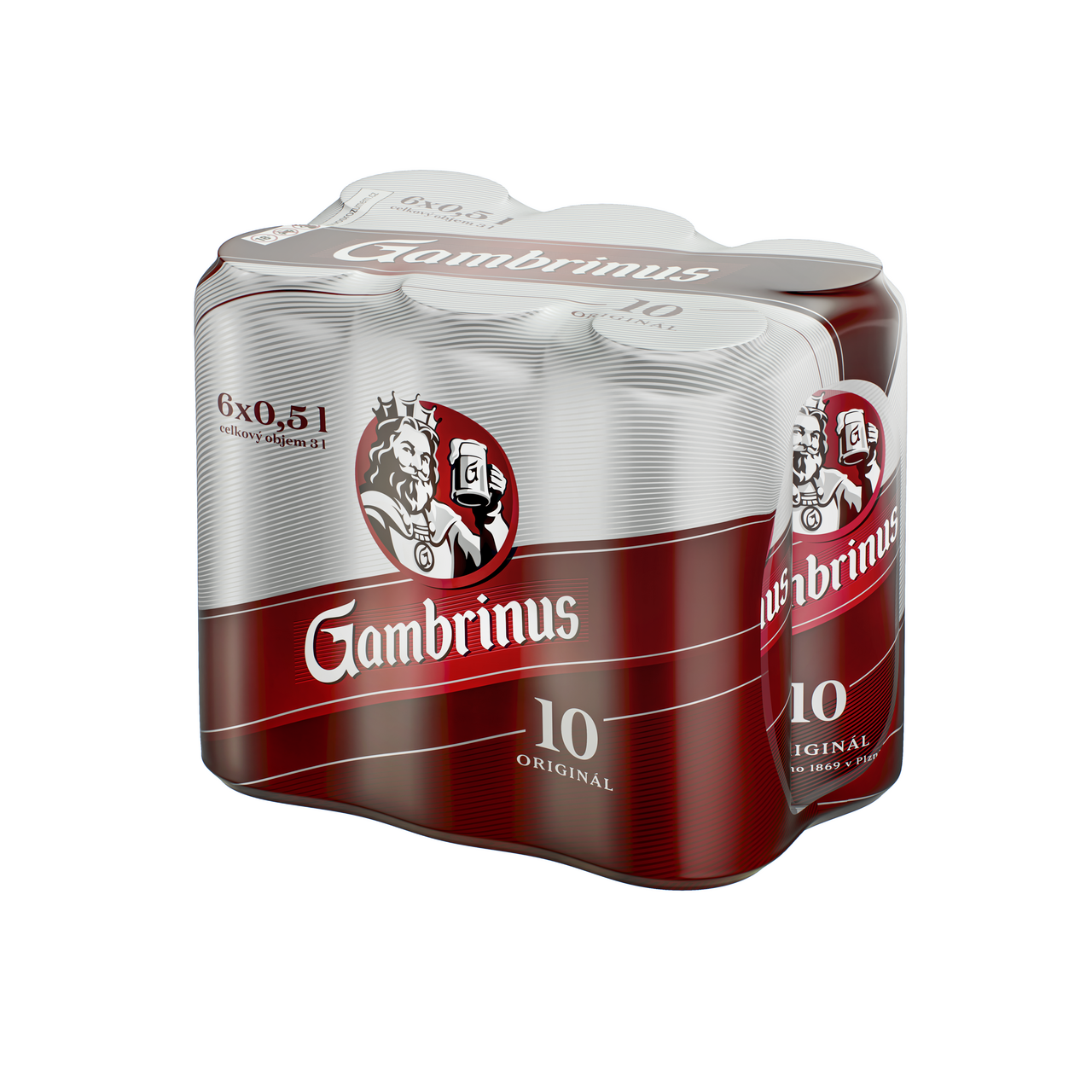 Gambrinus Original 10 pivo 6 x 500 ml plech