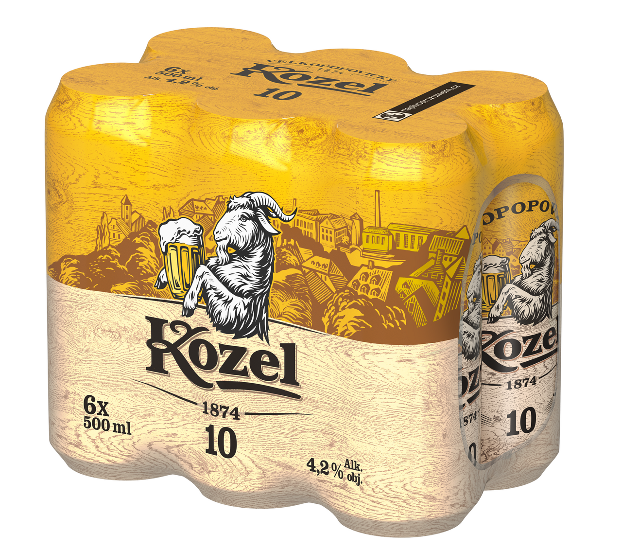 VELKOPOPOVICKÝ Kozel Pivo světlé výčepní 6 x 500 ml plech