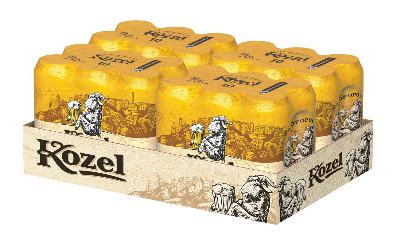 VELKOPOPOVICKÝ Kozel Pivo světlé výčepní 4 x 6 x 500 ml plech