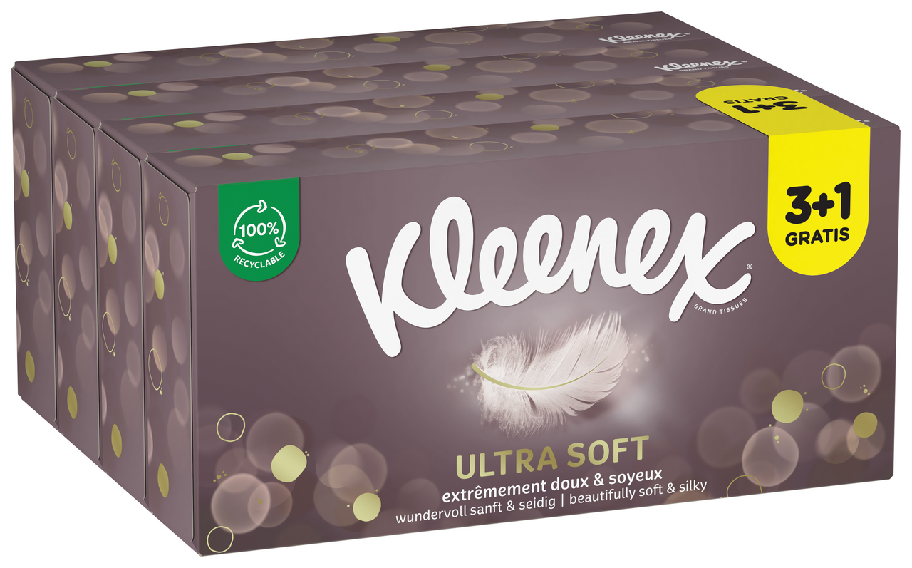 Kleenex Ultra Box kapesníky 3vrstvy 4 x 64 ks