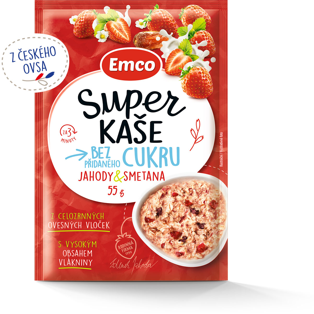 Emco Super kaše jahoda/ smetana 55 g