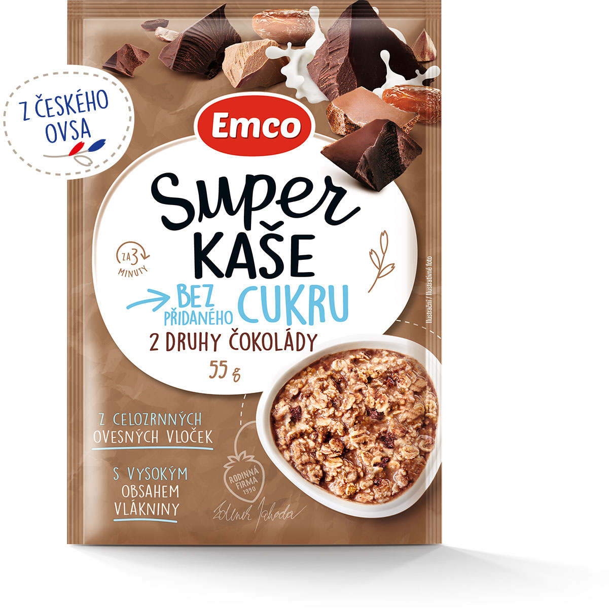 Emco Super kaše 2 druhy čokolády 55 g