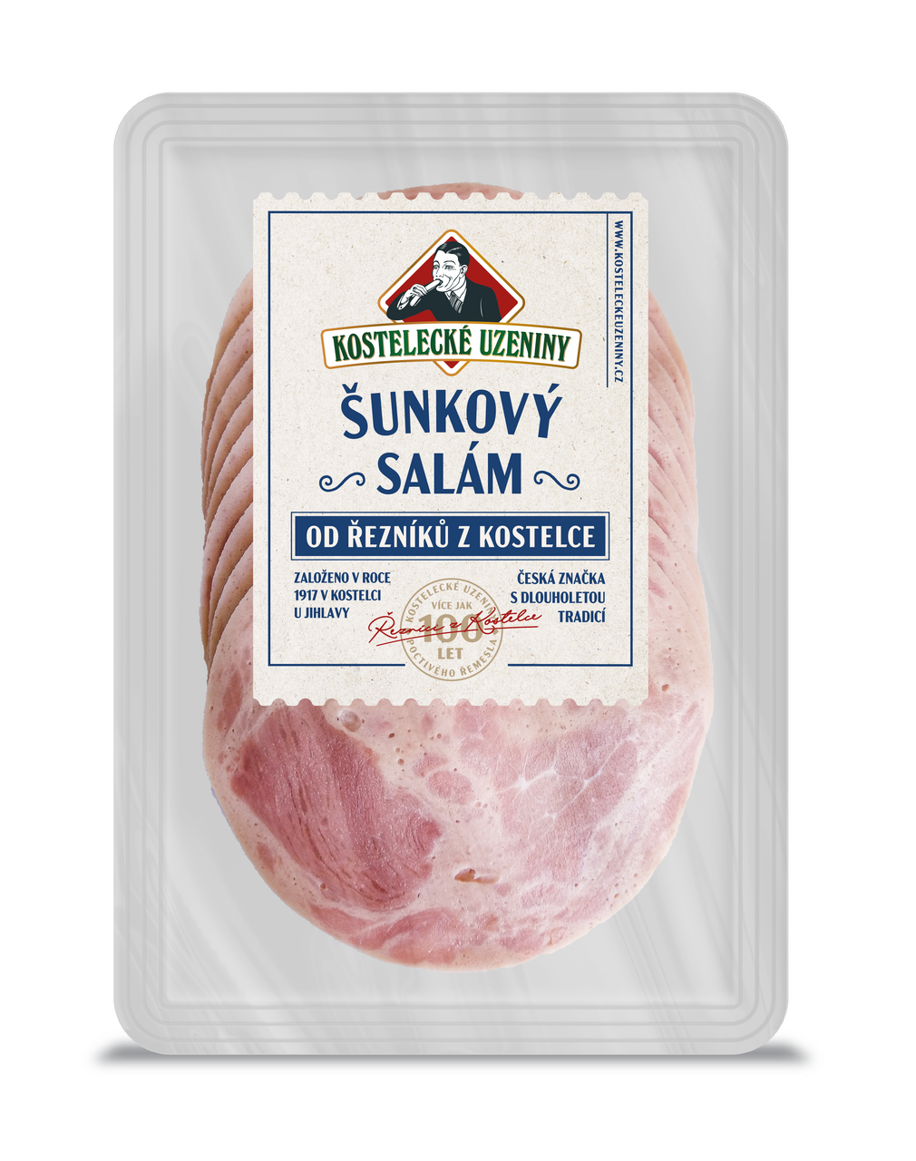 KOSTELECKÉ UZENINY Šunkový salám plátky chlaz. 100 g