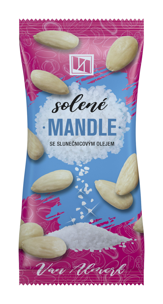 Van Almerk Mandle blanšírované pražené solené 12 x 60 g