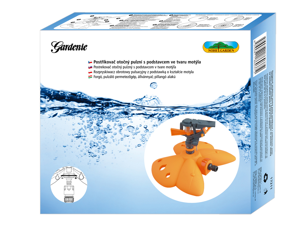 NOHEL-GARDEN Postřikovač MOTÝL otočný pulzní s podstavcem 1 ks