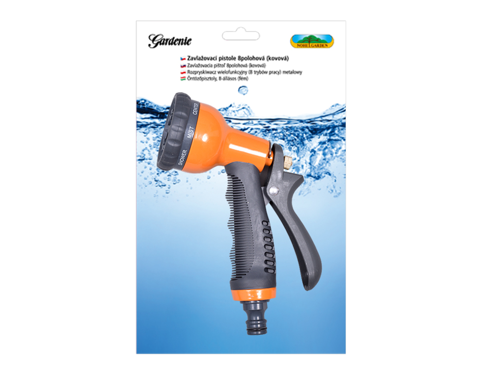 NOHEL-GARDEN Pistole zavlažovací stavitelná 8polohová kovová 1 ks