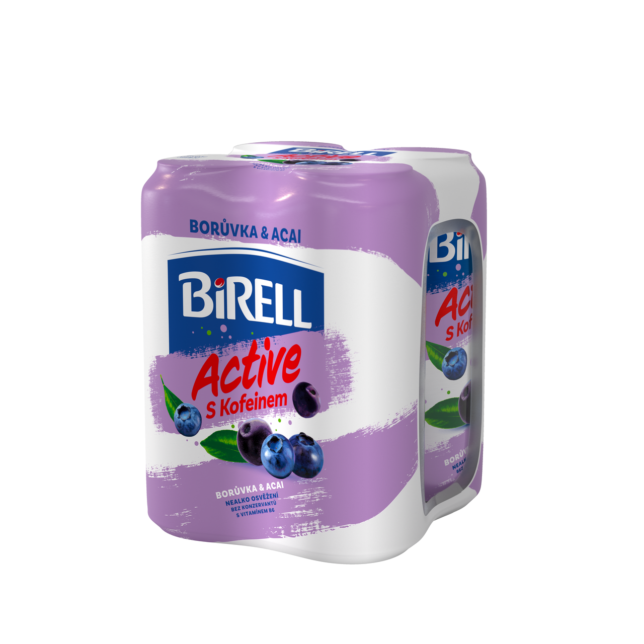 BIRELL Active Pivo nealkoholické borůvka 4 x 500 ml plech