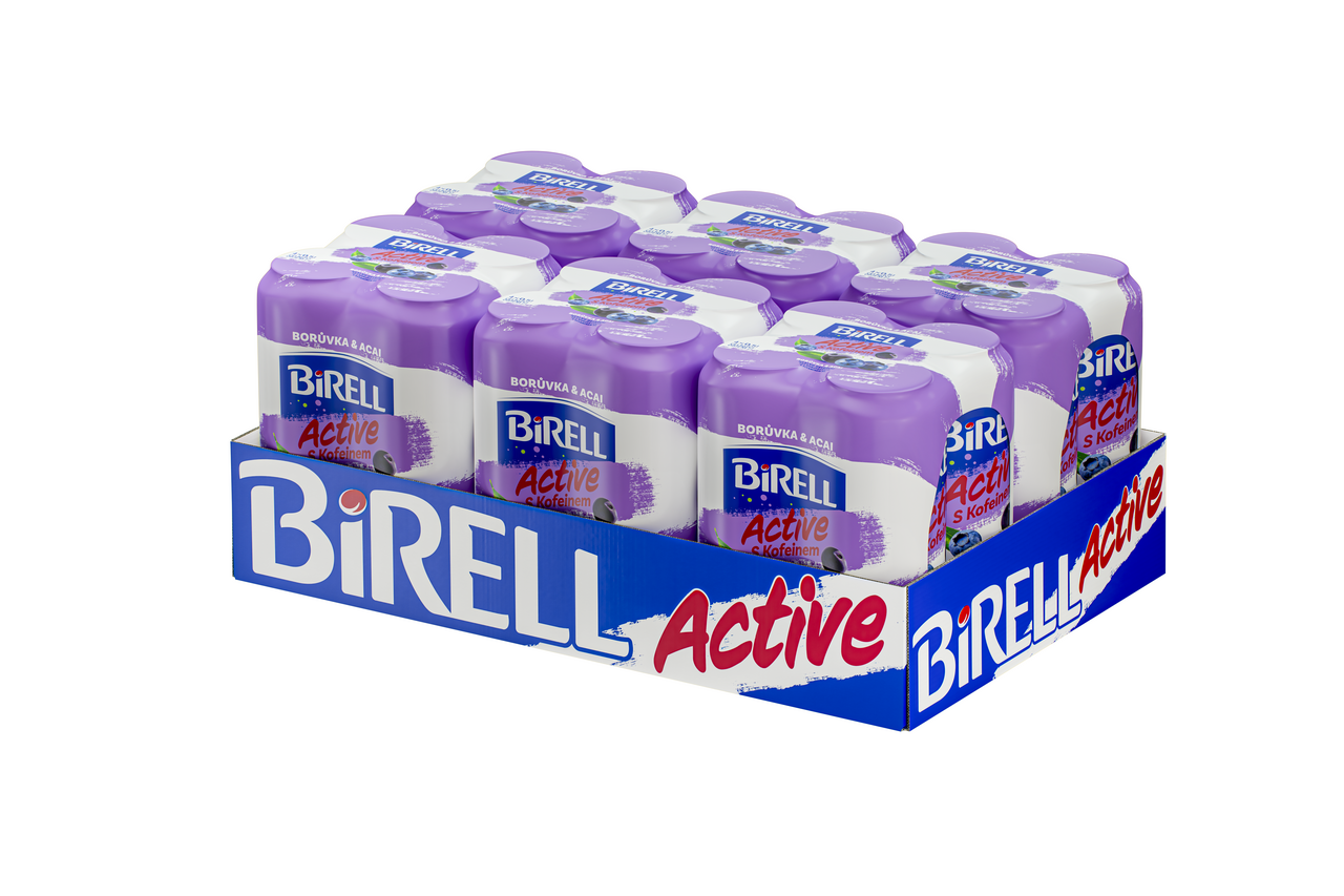 BIRELL Active Pivo nealkoholické borůvka 6 x 4 x 500 ml plech