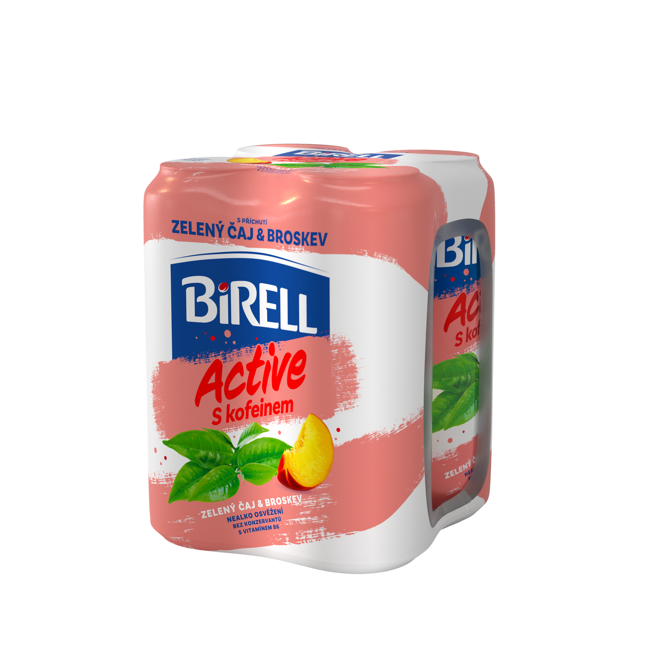 BIRELL Active Čaj broskev 4 x 500 ml plech