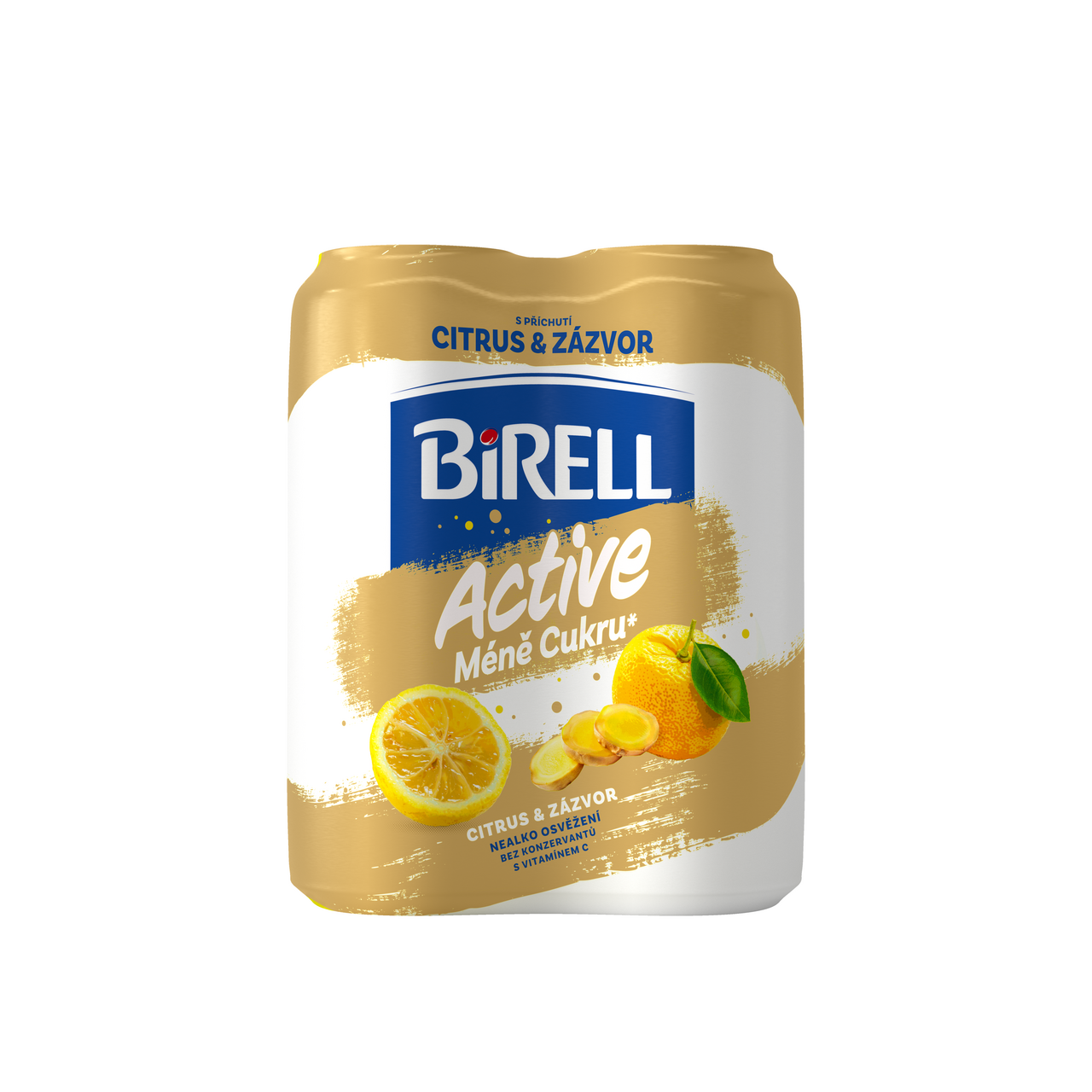 BIRELL Active citron zázvor 4 x 500 ml plech