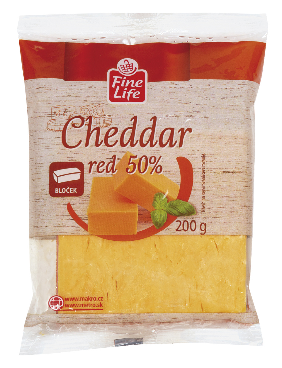 Fine Life Red Cheddar 50 % bloček chlaz. 200 g