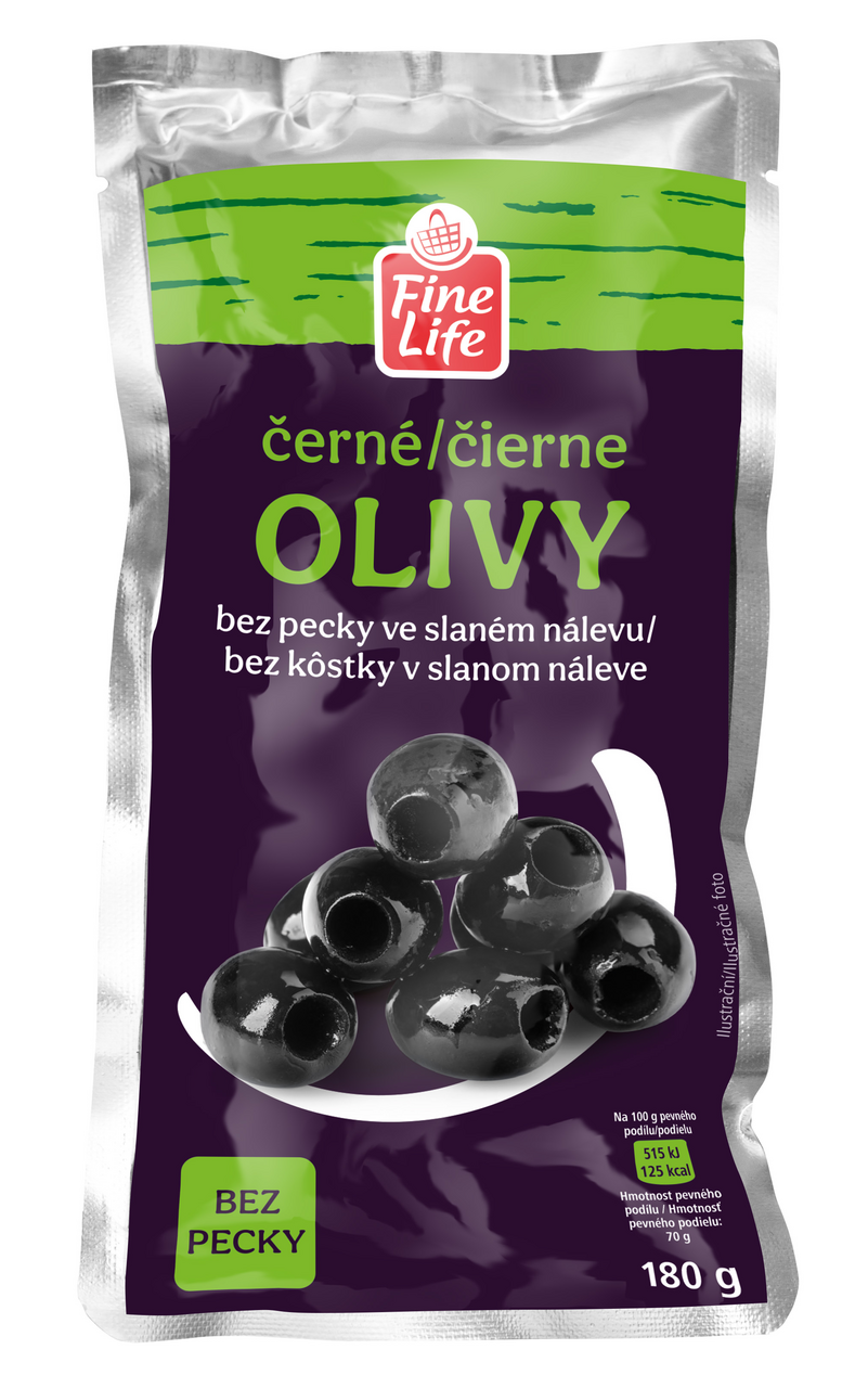 Fine Life Olivy černé ve slaném nálevu 180 g
