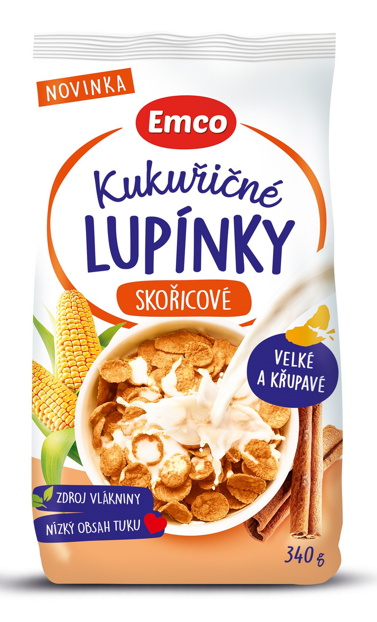 Emco Kukuřičné lupínky skořice 340 g