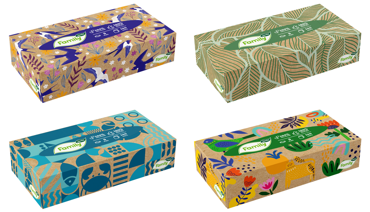 Tento Family Kapesníky papírové 2vrstvé 100 ks box