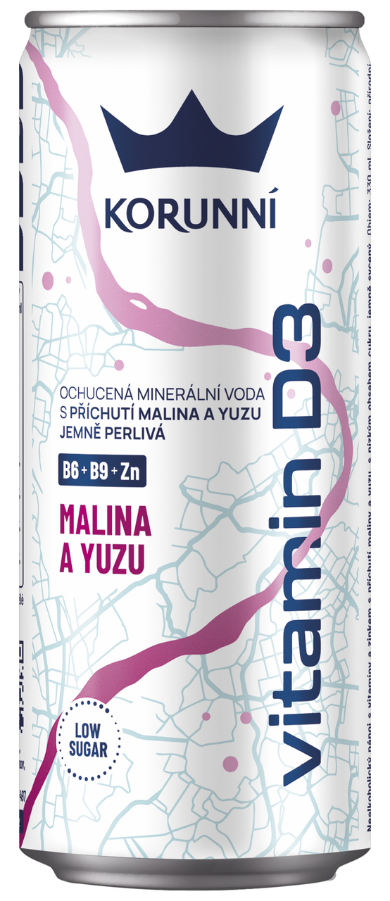 KORUNNÍ Voda minerální malina yuzu 24 x 330 ml plech