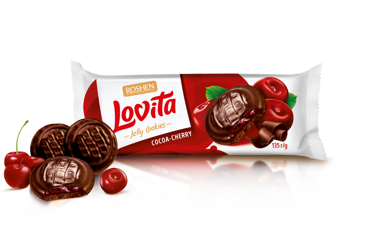 ROSHEN Lovita Čokopiškot kakao třešeň 135 g