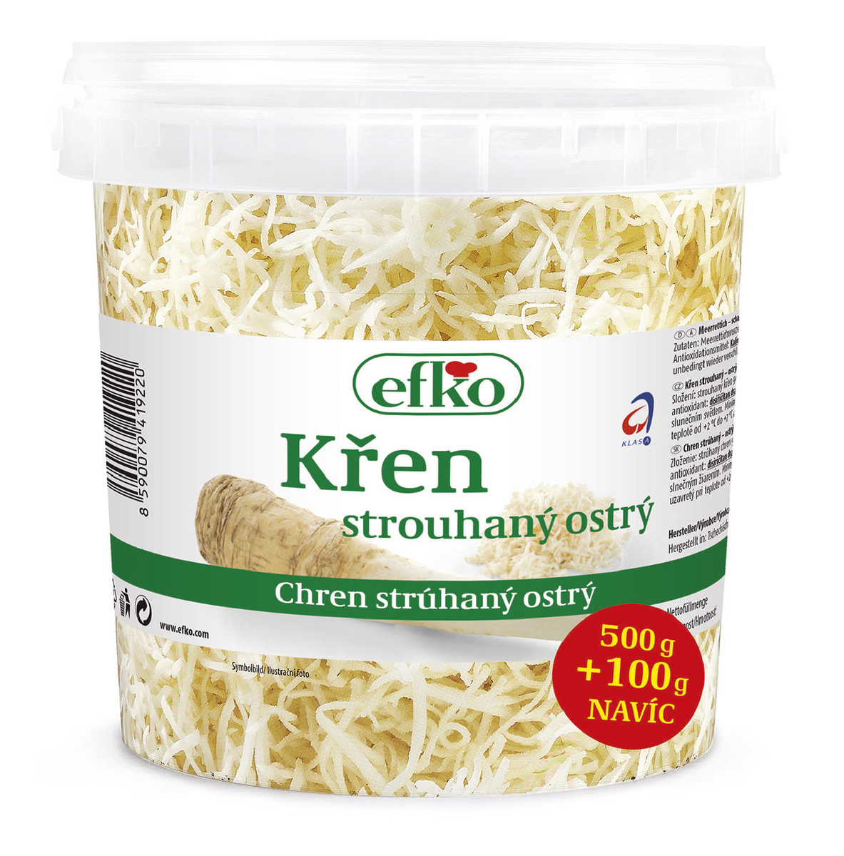 Křen ostrý strouhaný CZ 500+ chlaz. 100 g
