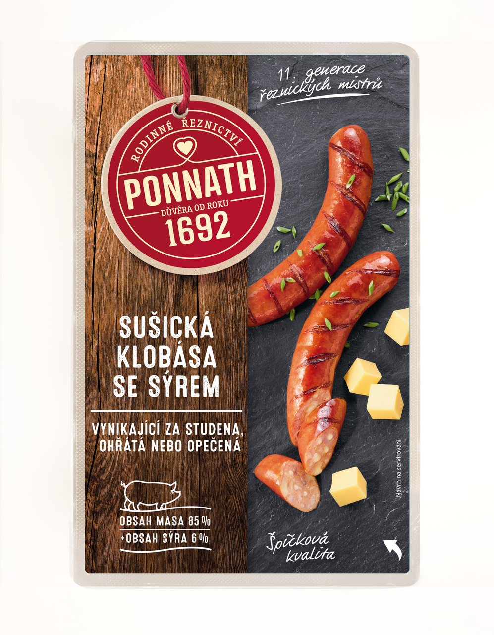 PONNATH Sušická klobása se sýrem chlaz. 300 g