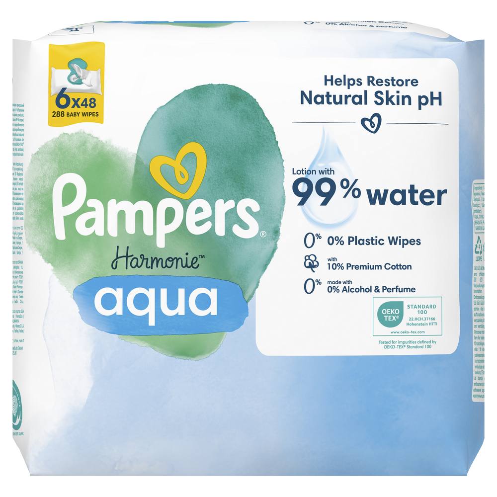 Pampers Harmonie Aqua vlhčené ubrousky 288 ks