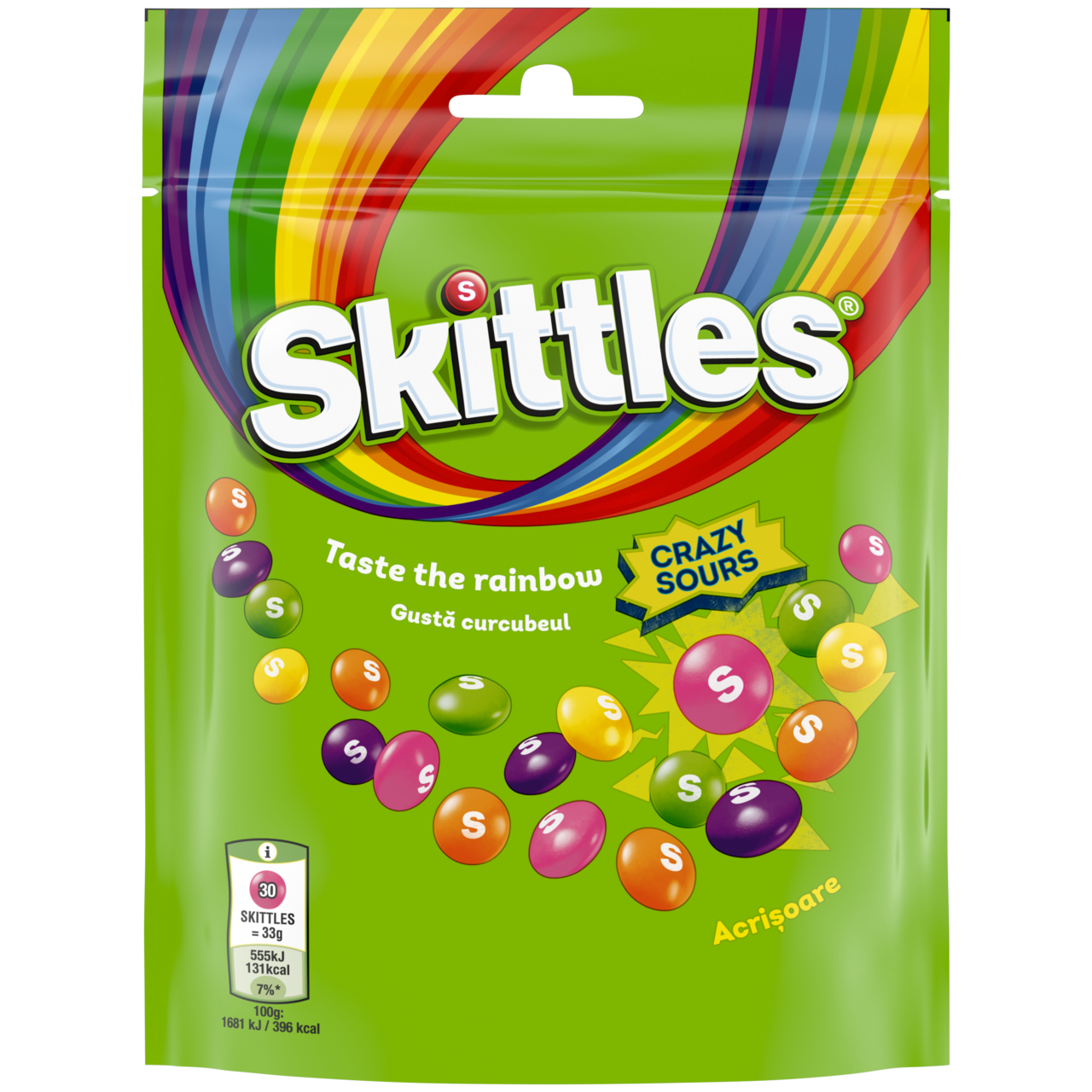 Skittles Crazy Sours Bonbóny žvýkací kyselé 152 g