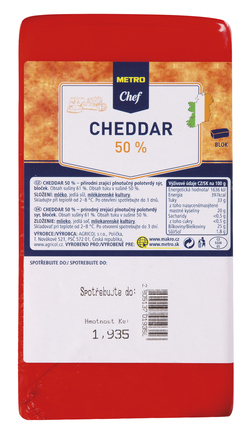 METRO Chef Cheddar 50 % chlaz. cca 1,75 kg