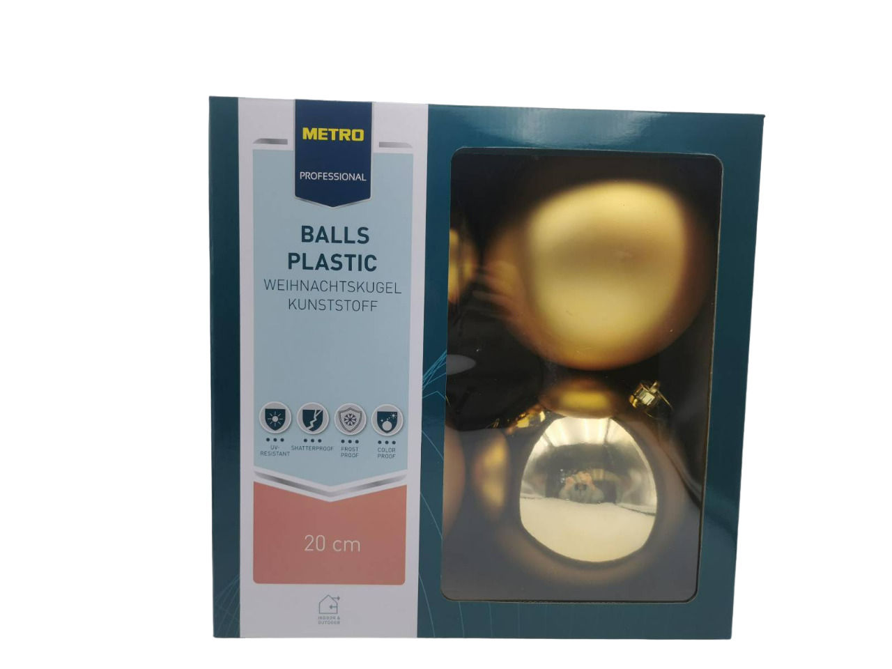 METRO PROFESSIONAL Vánoční koule 20 cm zlatá 4 ks